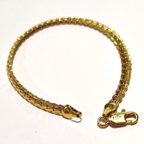 18k Genuine Gold Plated Bracelet Cuban Snake Chain Valentine's Birthday Gift NEW - Picture 1 of 4